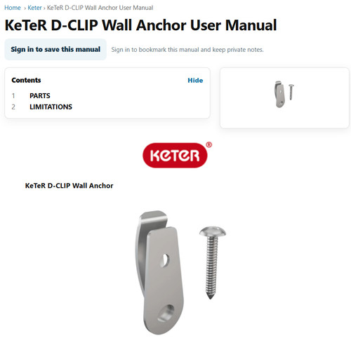 Genuine keter metal - metal, d-clip